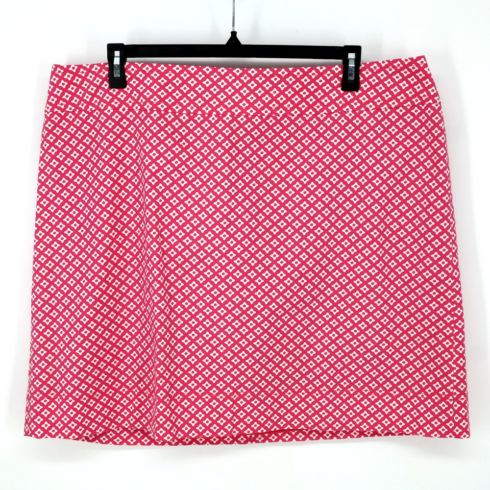 Talbots Woman Skirt Plus Size 20W Pink White Lined Short Stretch Cotton New